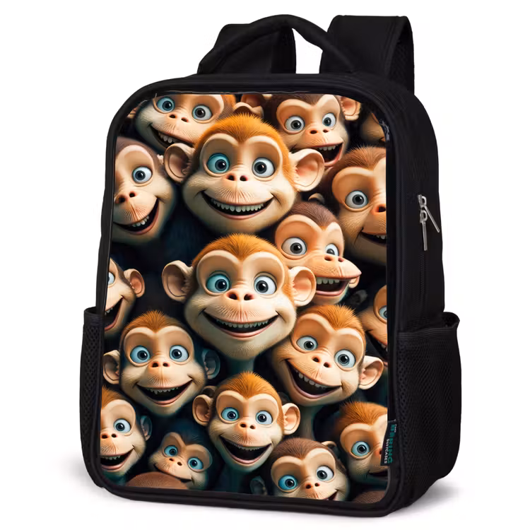 Kids backpack - Black - Monkey Strokes — 4