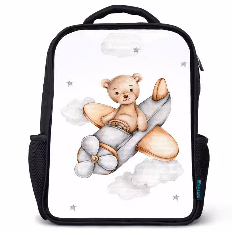 Kids backpack - Black - Bear - Airplane - Stars - Children — 1