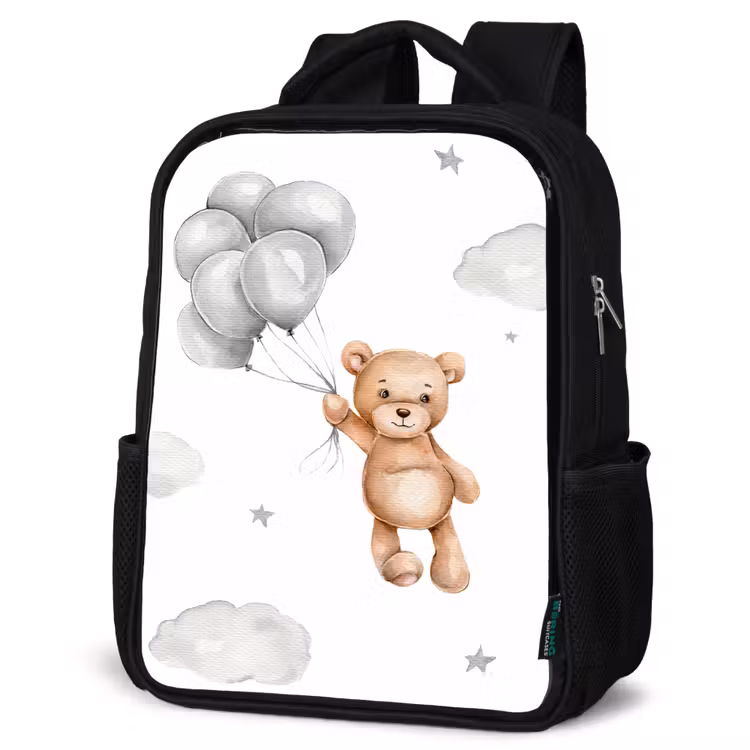 Kids backpack - Black - Bear - Balloon - Stars - Children — 4