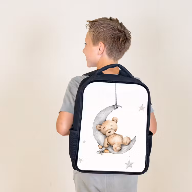 Kids backpack - Black - Bear - Moon - Stars - Children — 2