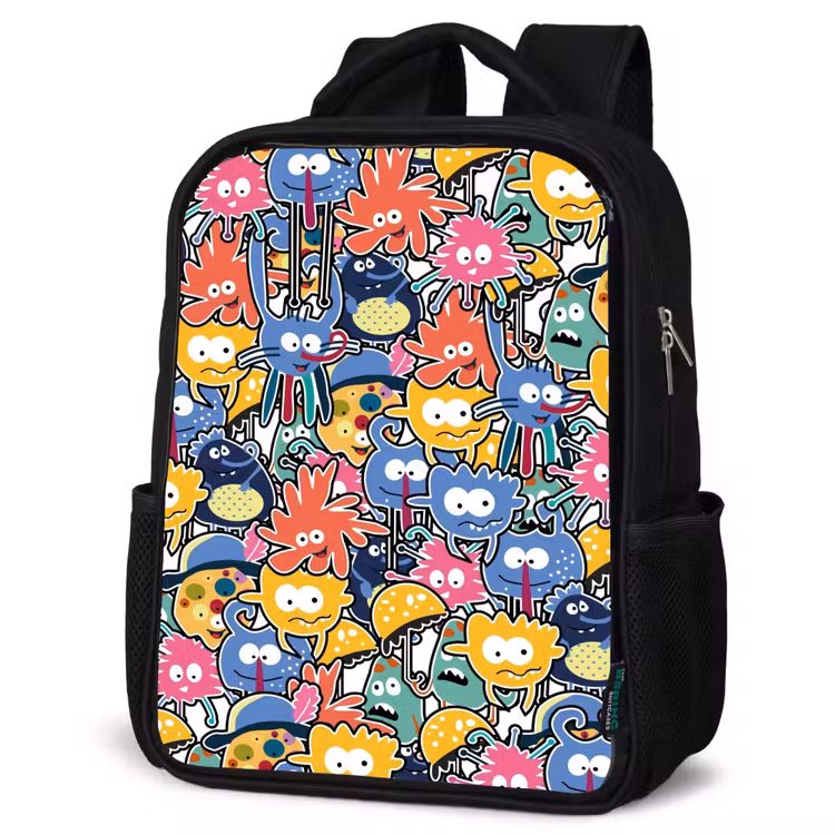 Kids backpack - Black - Beasts with Big Eyes — 4
