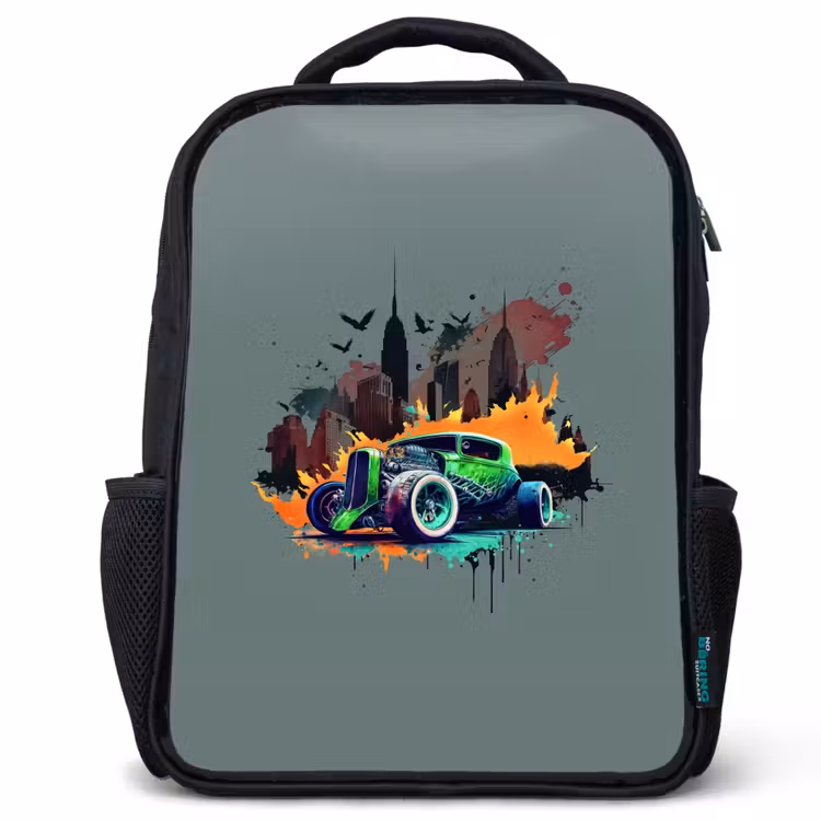 Kids backpack - Black - Car in ghost town — 1