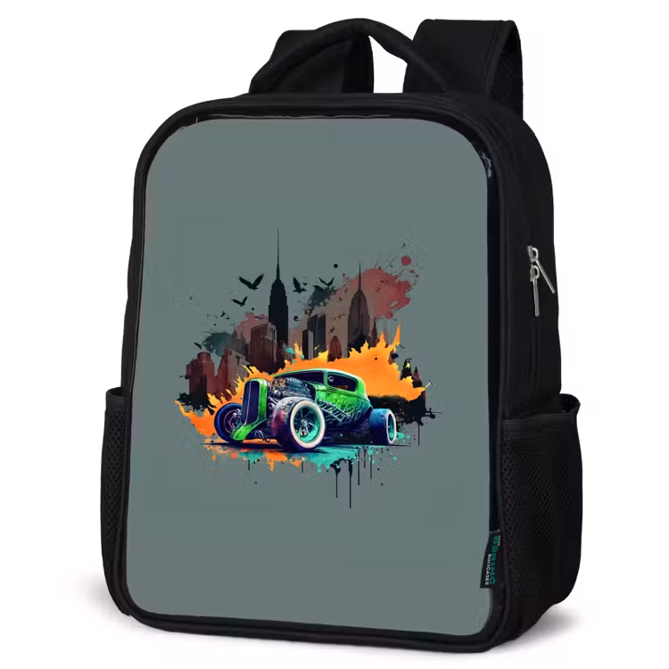 Kids backpack - Black - Car in ghost town — 4