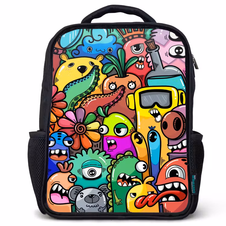 Kids backpack - Black - Colorful Monster Parade — 1