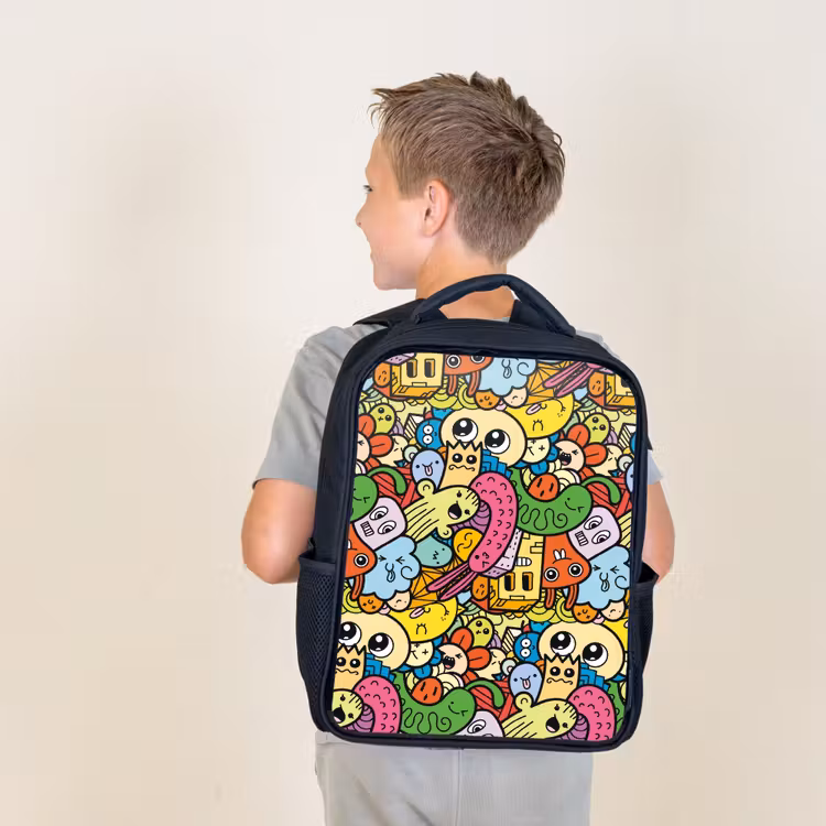 Kids backpack - Black - Cute Beasts in Town — 2