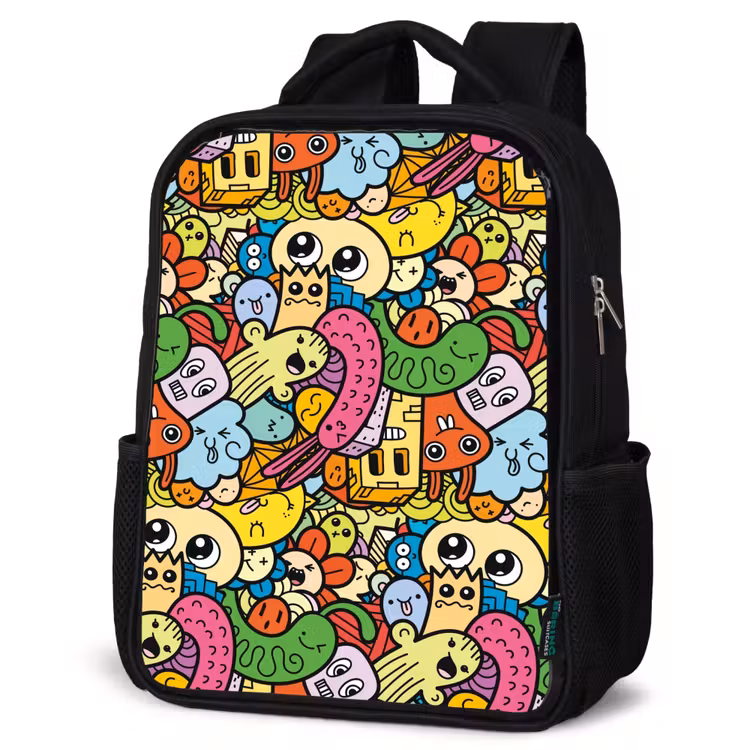 Kids backpack - Black - Cute Beasts in Town — 4