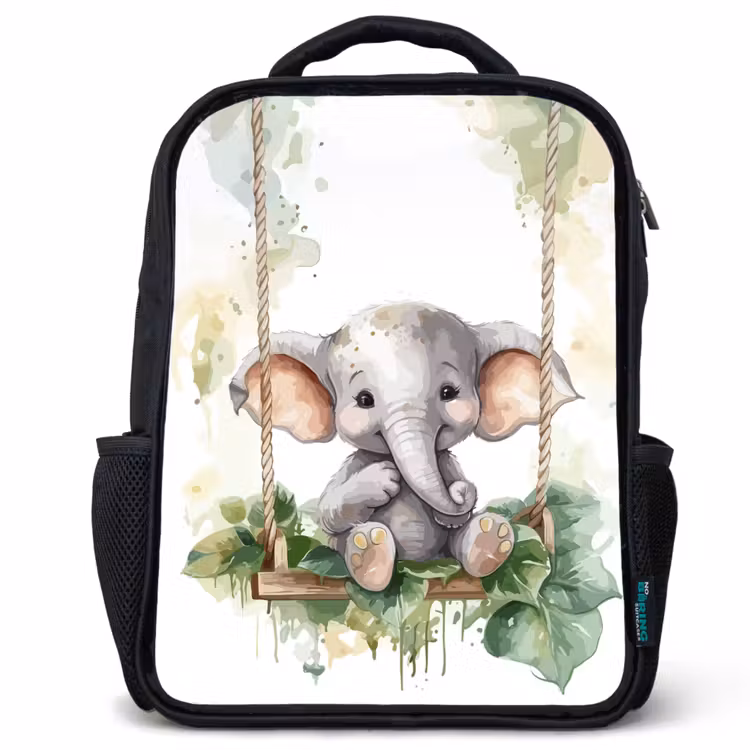 Kids backpack - Black - Elephant - Animal - Children - Jungle — 1