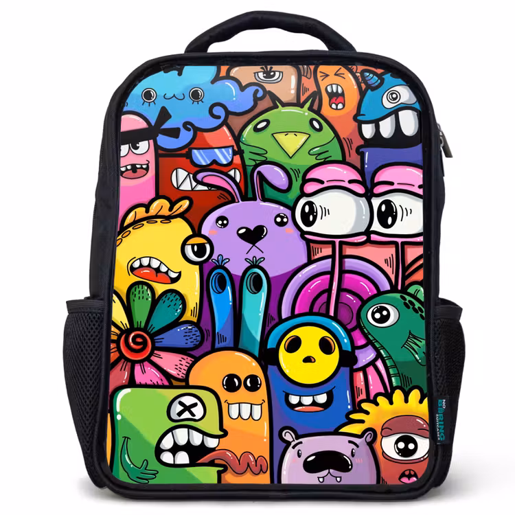 Kids backpack - Black - Funny Monster Gang — 1