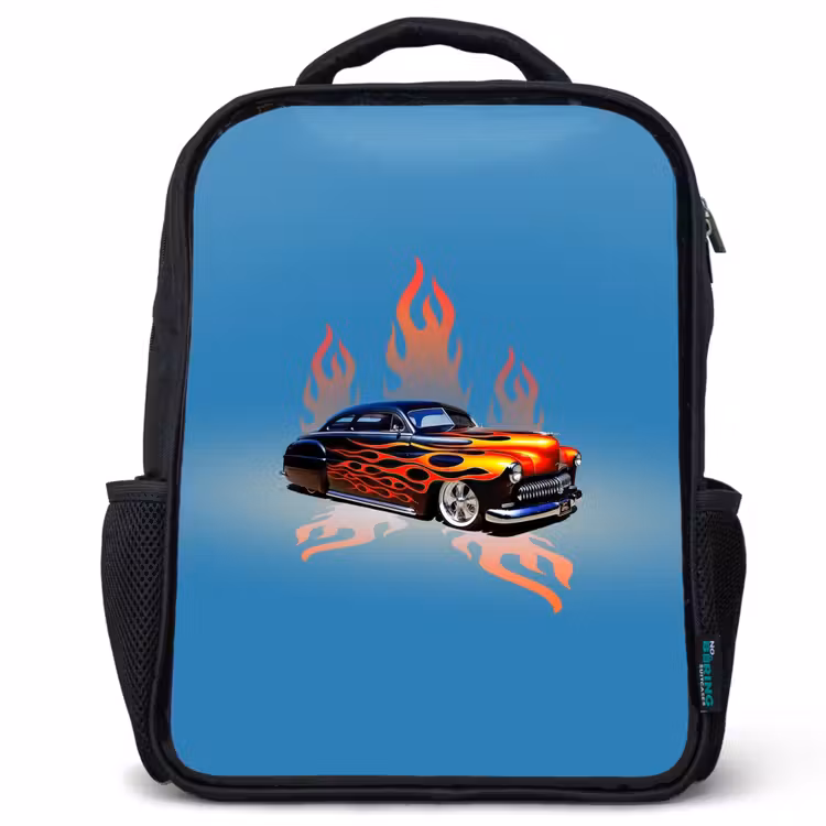 Kids backpack - Black - Hotrod flames — 1