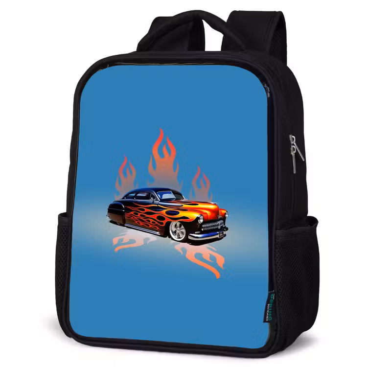 Kids backpack - Black - Hotrod flames — 4