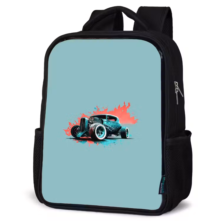 Kids backpack - Black - Hotrod turquoise — 4