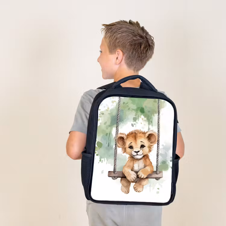 Kids backpack - Black - Lion - Animal - Children - Jungle — 2