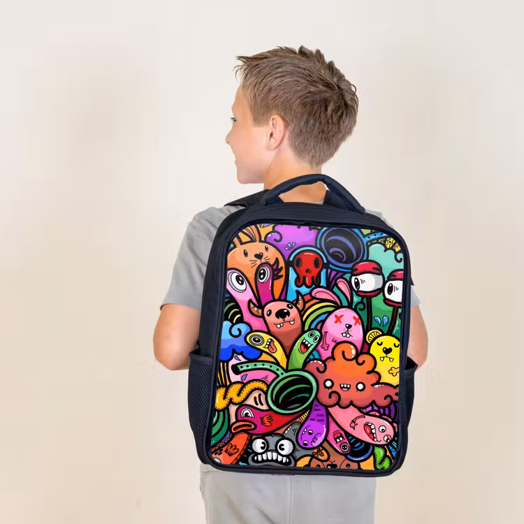 Kids backpack - Black - Merry Monster Chaos — 2