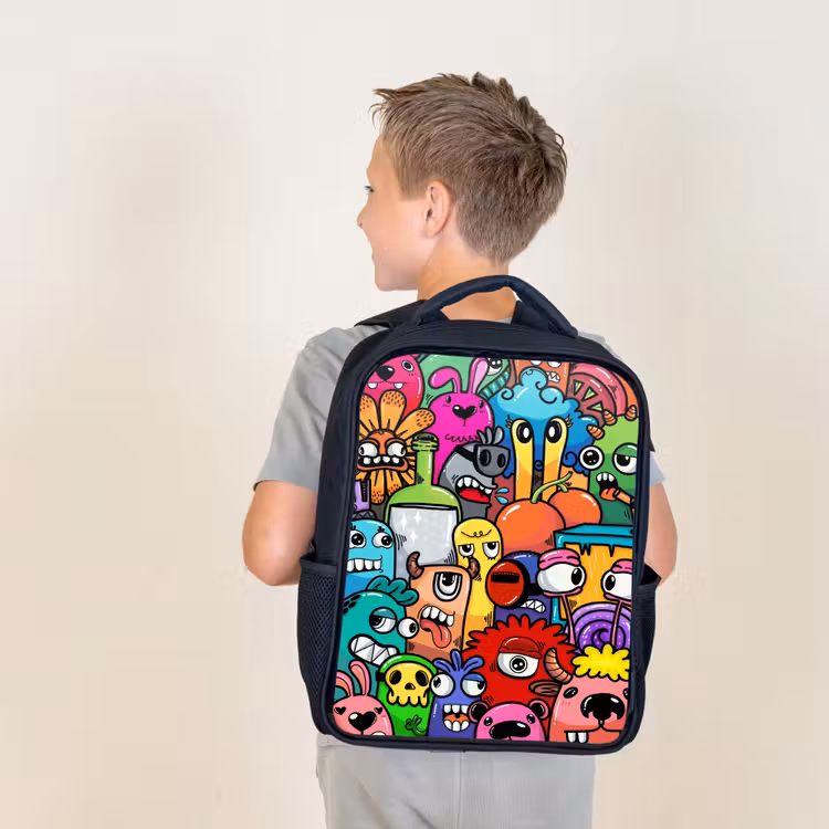 Kids backpack - Black - Monster with 1 Eye — 2