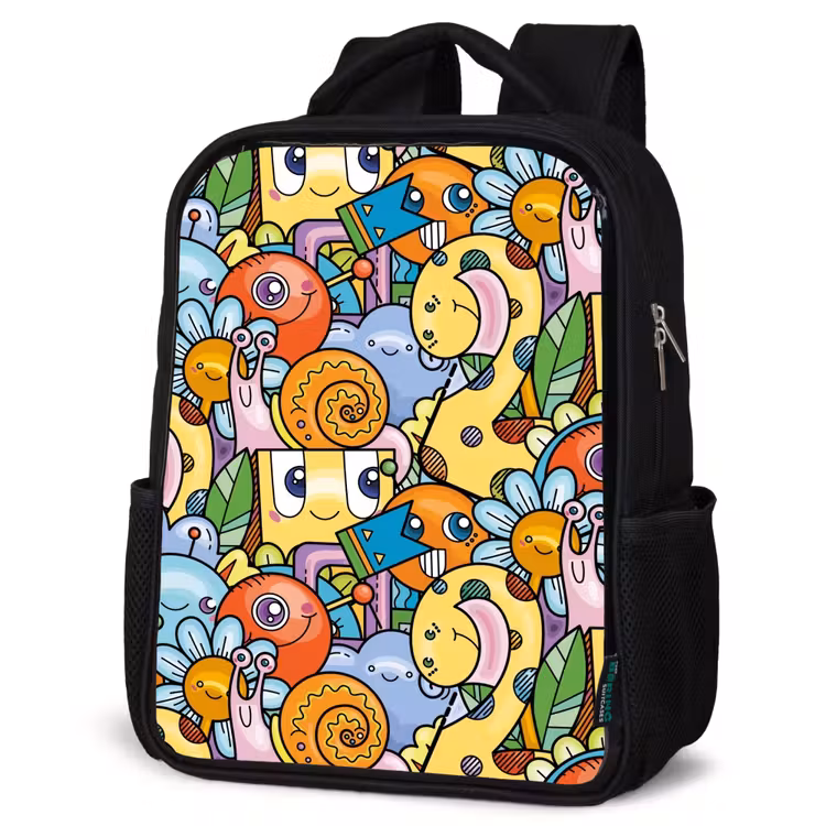 Kids backpack - Black - Monster with Dots — 4
