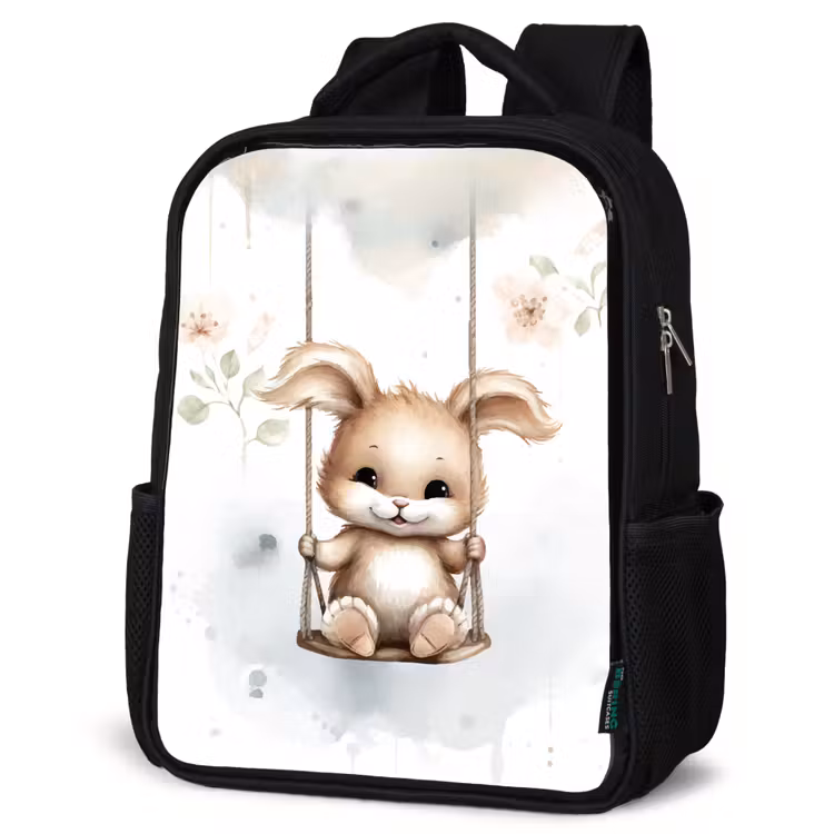 Kids backpack - Black - Rabbit - Baby animal - Children — 4