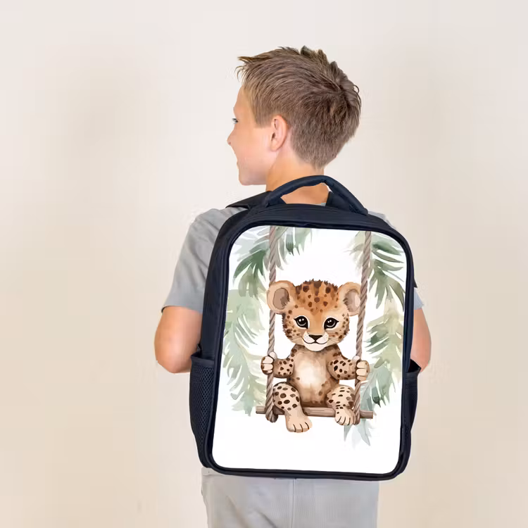 Kids backpack - Black - Leopard - Animal - Children - Jungle — 2