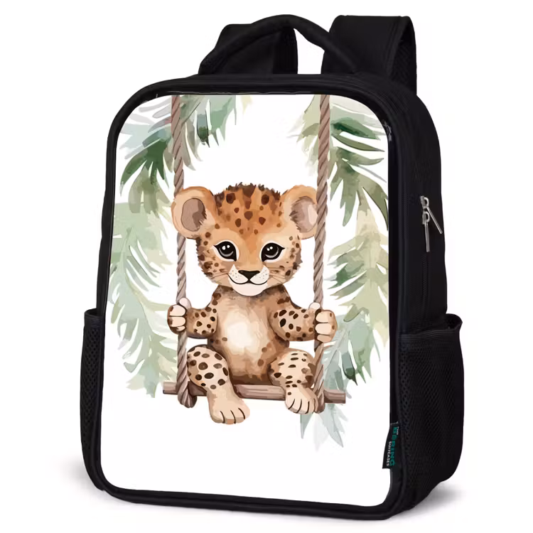 Kids backpack - Black - Leopard - Animal - Children - Jungle — 4