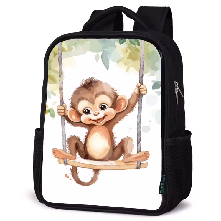 Kids backpack - Black - Monkey - Animal - Children - Jungle — 4