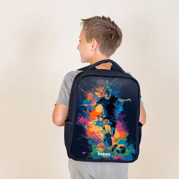 Kids backpack - Black - Neon - Footballer - Colorful — 2