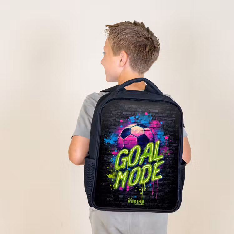 Kids backpack - Black - Neon - Graffiti - Football - Colorful — 2