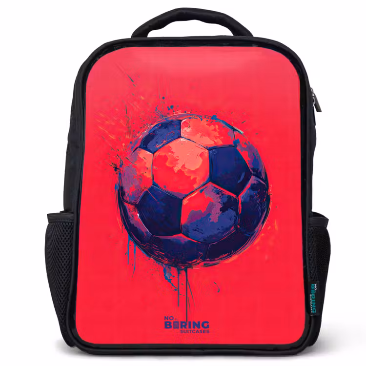 Kids backpack - Black - Soccer - Paint - Blue - Red — 1