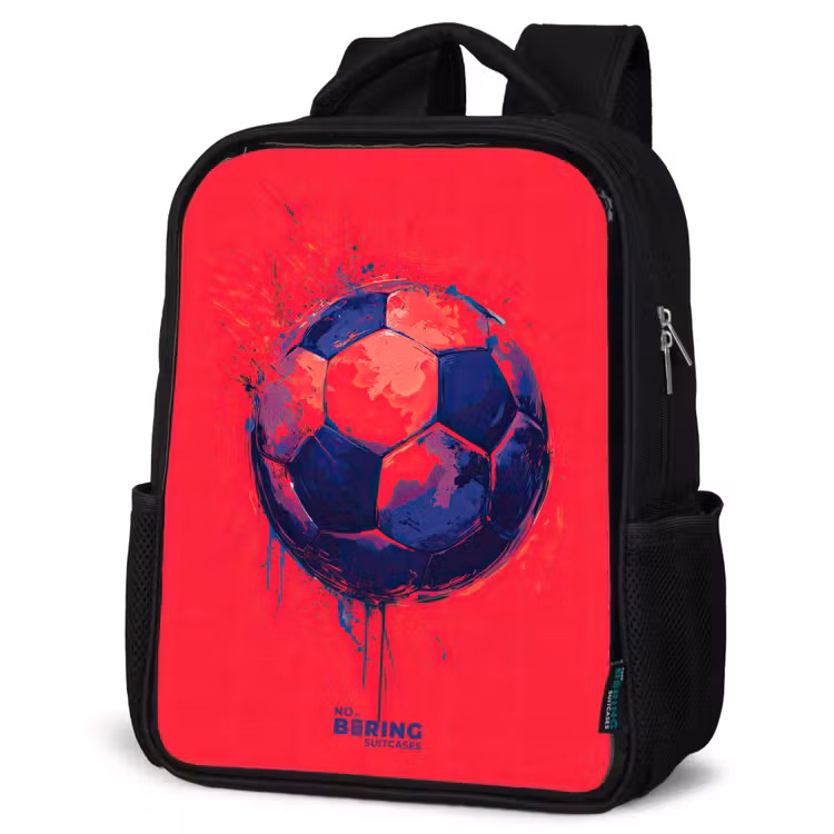 Kids backpack - Black - Soccer - Paint - Blue - Red — 4