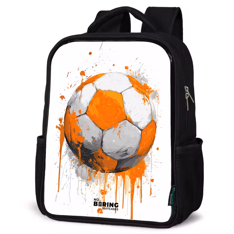 Kids backpack - Black - Soccer - Paint - Orange — 4