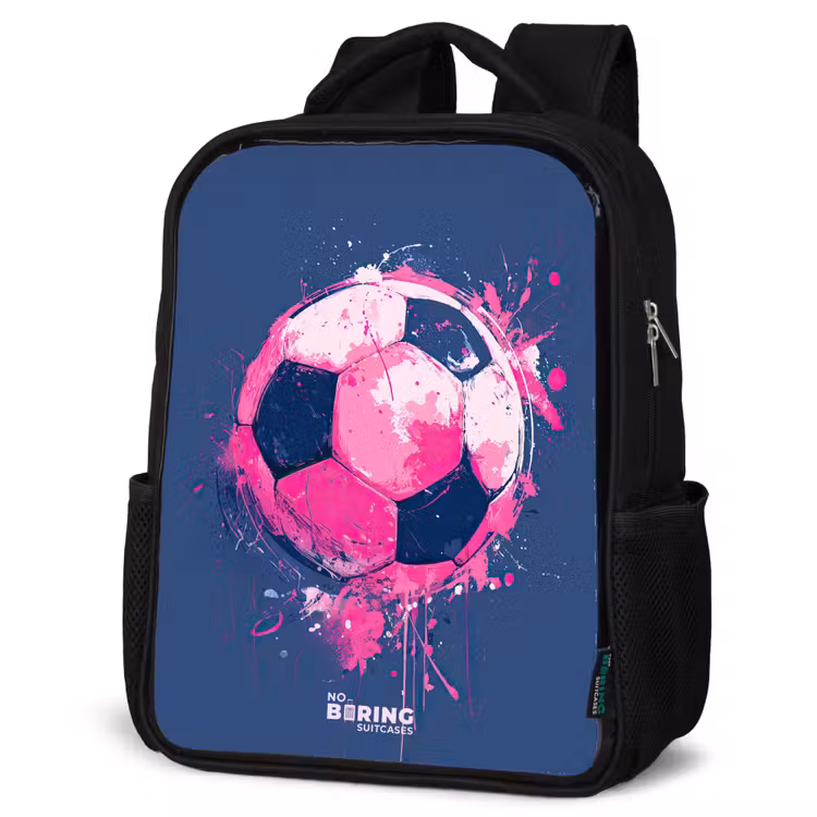 Kids backpack - Black - Soccer - Paint - Pink - Blue — 4