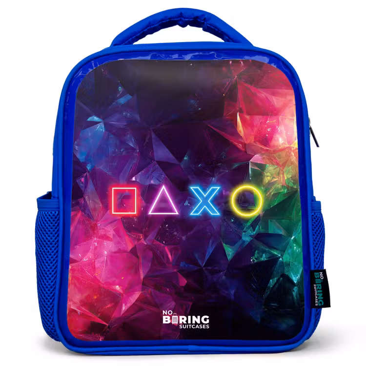 Kids backpack - Blue - Controller - Symbols - Neon — 1