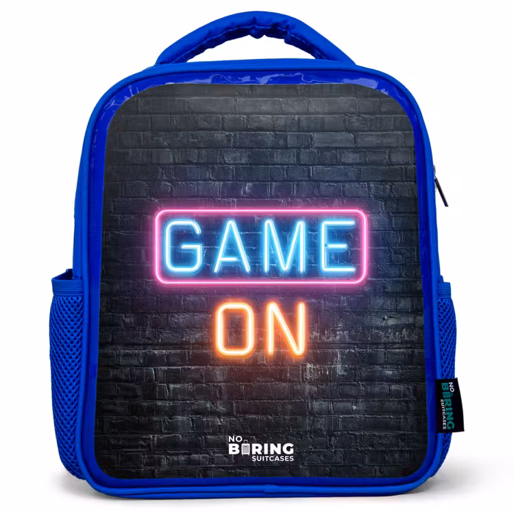 Kids backpack - Blue - Game - Letters - Neon — 1