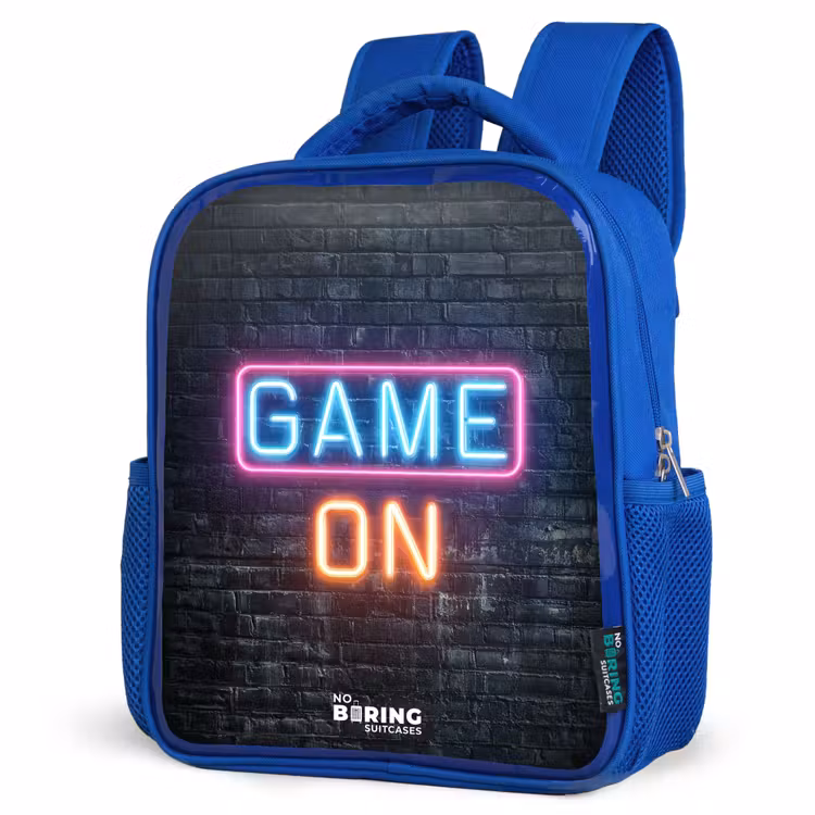 Kids backpack - Blue - Game - Letters - Neon — 3