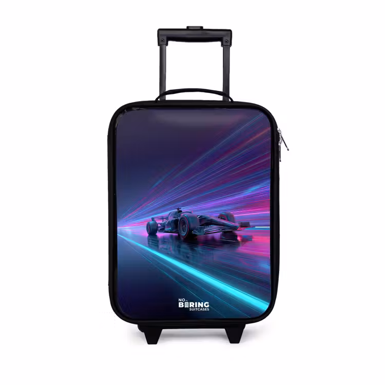Children's suitcase - Neon - Race car - Light stripes - Purple — 1