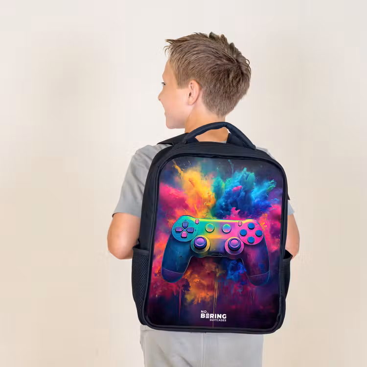 Kids backpack - Black - Game - Controller - Colorful - Explosion — 2