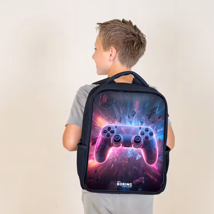 Kids backpack - Black - Game - Controller - Neon — 2