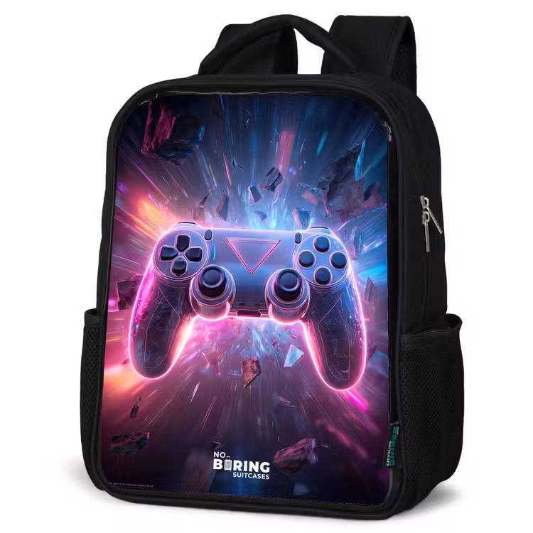 Kids backpack - Black - Game - Controller - Neon — 4