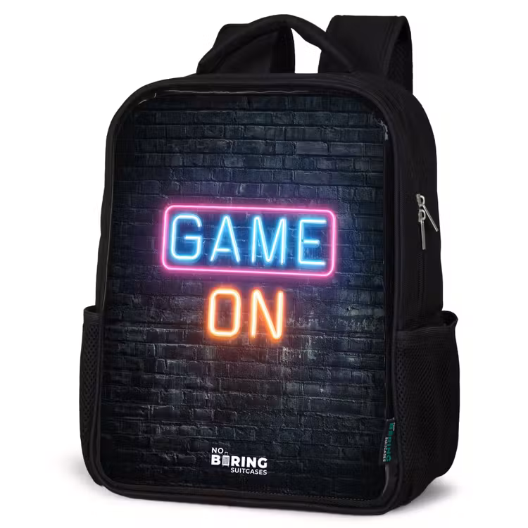 Kids backpack - Black - Game - Letters - Neon — 4
