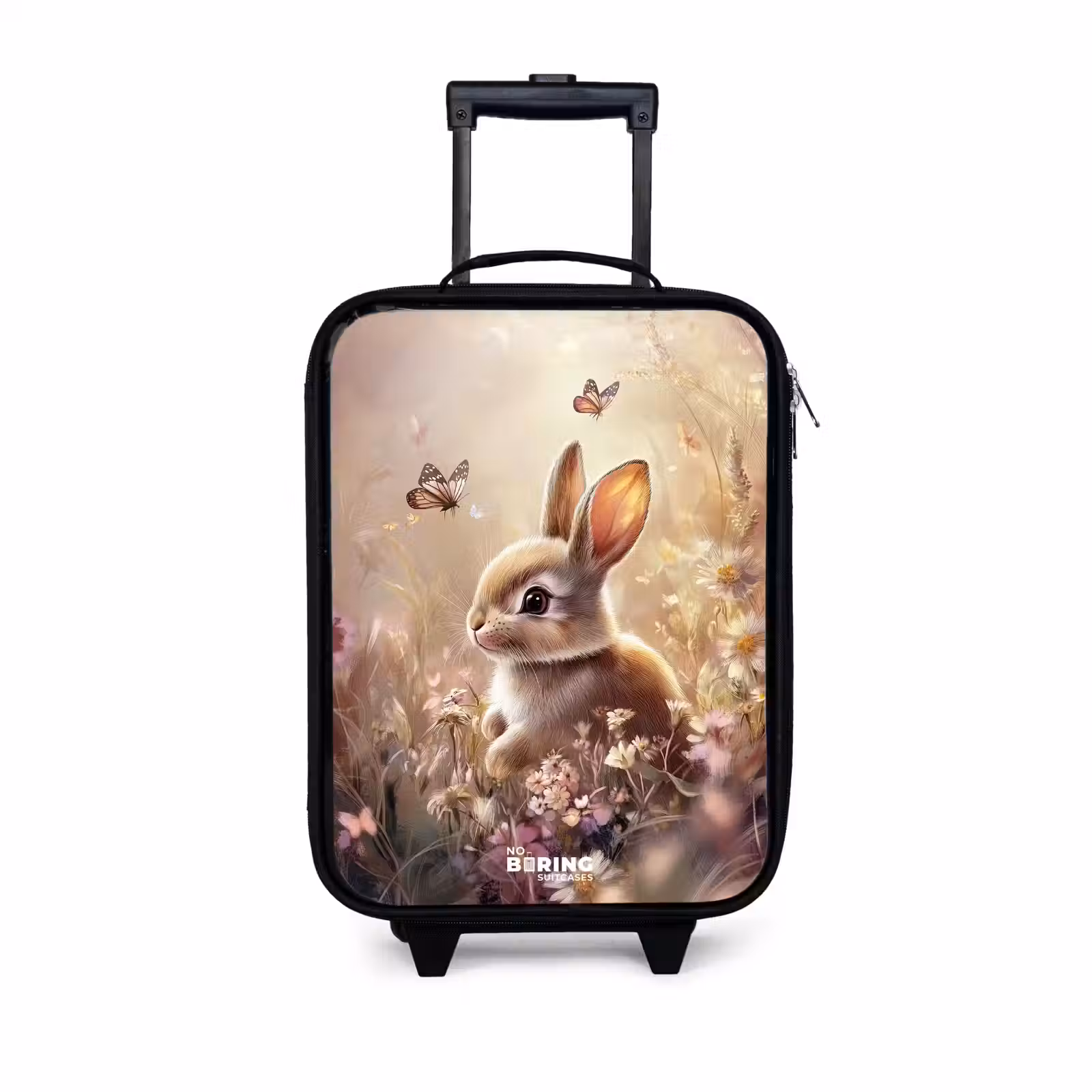 Children's suitcase - Flowers - Brown - Bunny - Butterfly — 1