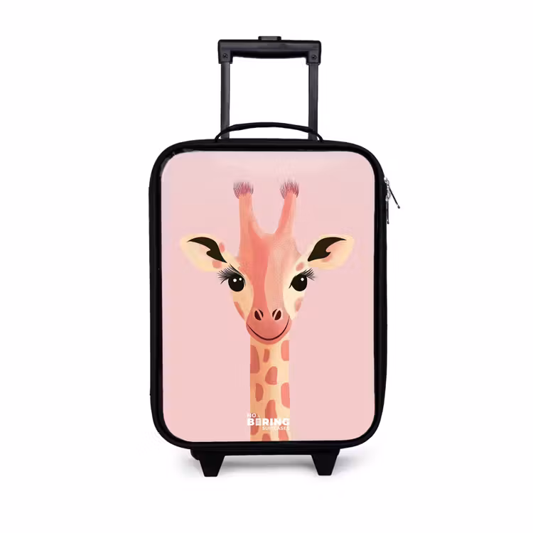 Children's suitcase - Giraffe - Eyelashes - Minimalist - Pink — 1
