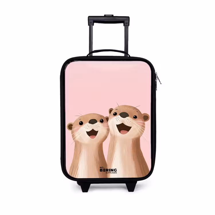 Children's suitcase - Otters - Laughter - Pink - Illustration — 1