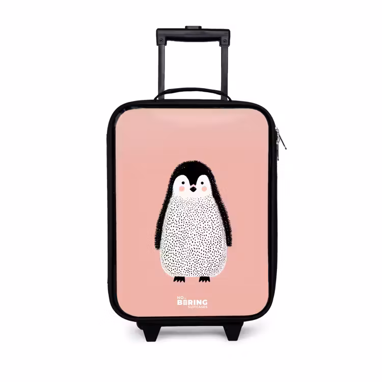 Children's suitcase - Penguin - Dots - Pink - Minimalist — 1