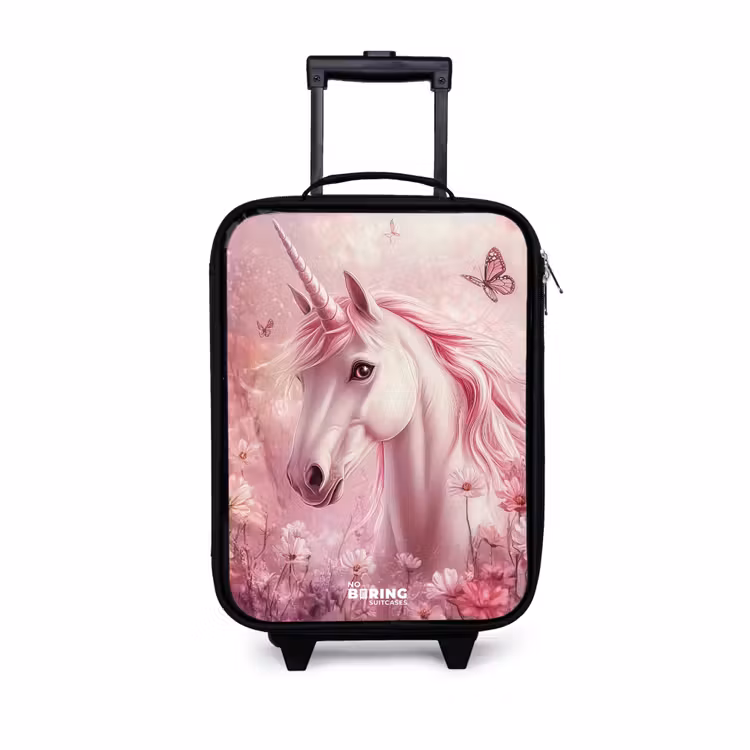 Children's suitcase - Unicorn - Pink - Butterflies - Flowers — 1