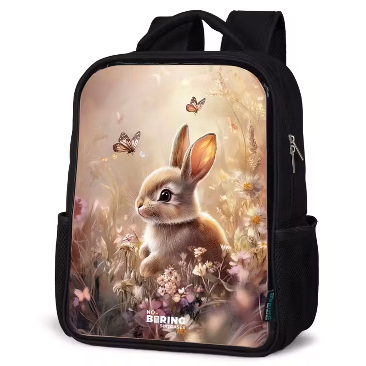 Kids backpack - Black - Flowers - Brown - Bunny - Butterfly — 4