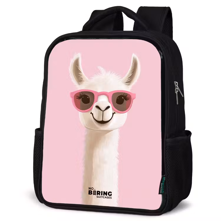 Kids backpack - Black - Llama - White - Sunglasses - Eyelashes — 4