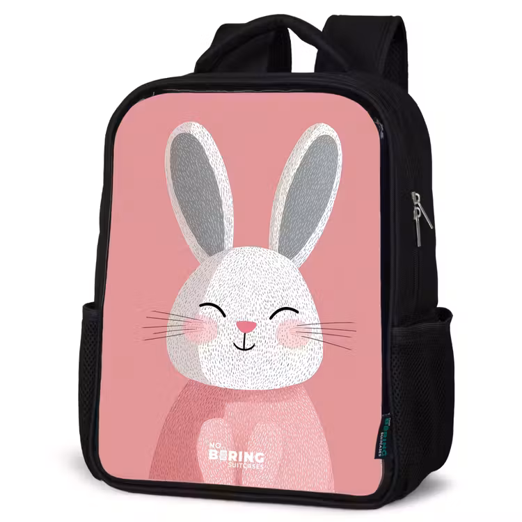 Kids backpack - Black - Pink - Rabbit - Smile - Illustration — 4