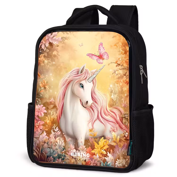 Kids backpack - Black - Unicorn - Butterfly - Pink - Mane — 4
