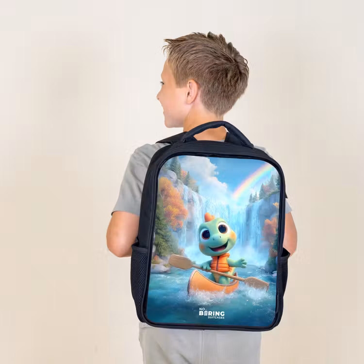 Kids backpack - Black - Dino - Nature - Waterfall — 2
