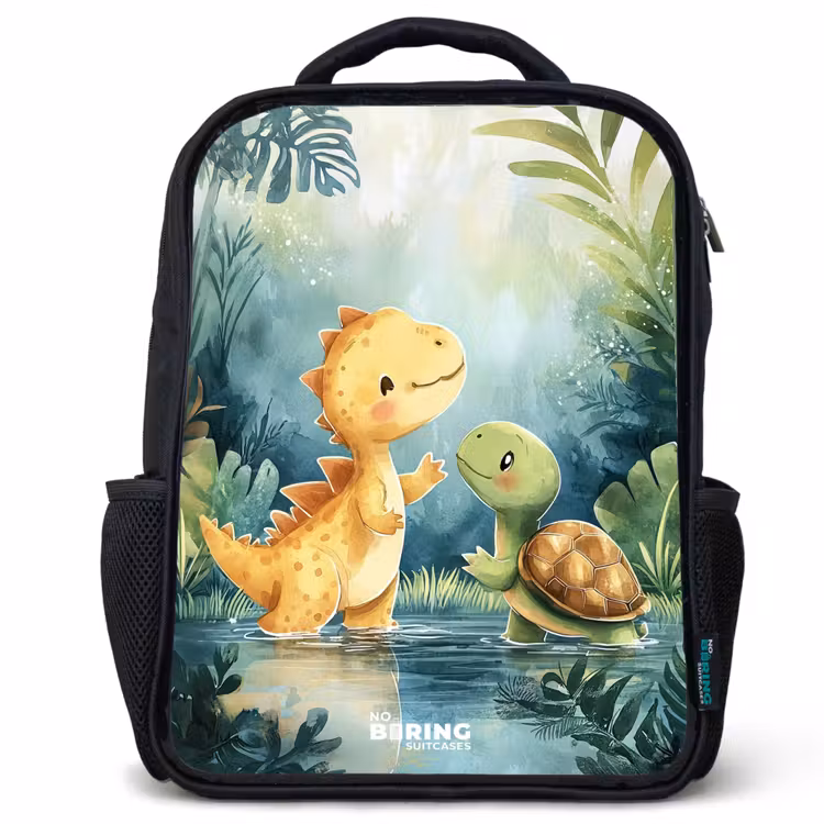 Kids backpack - Black - Dino - Turtle - Jungle — 1