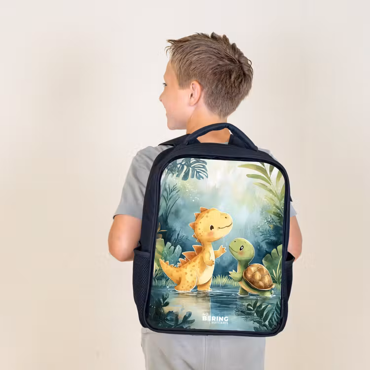 Kids backpack - Black - Dino - Turtle - Jungle — 2