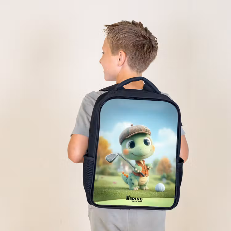 Kids backpack - Black - Golf - Dino - Green — 2